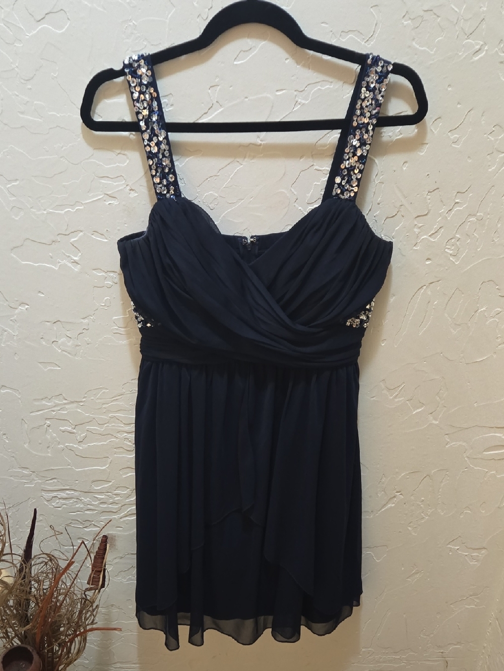 Xtraordinary Navy Mini Dress with Embellished Straps